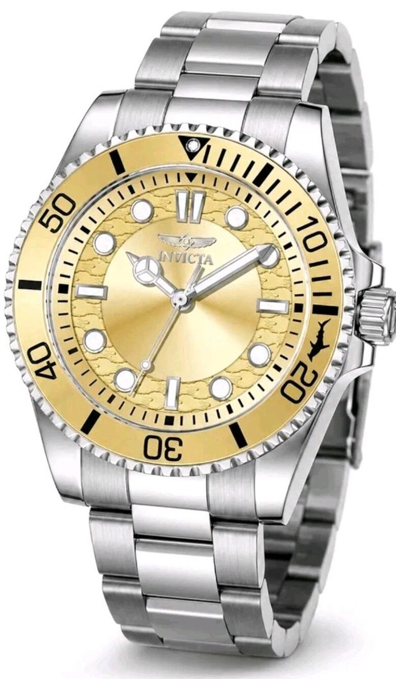 50817 Invicta Pro Diver Men’s Watch Champagne Brass Dial Stainless Steel 100M
